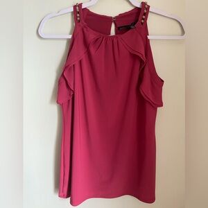 White House Black Market Raspberry Pink Sleeveless Top with Decorative Buttons